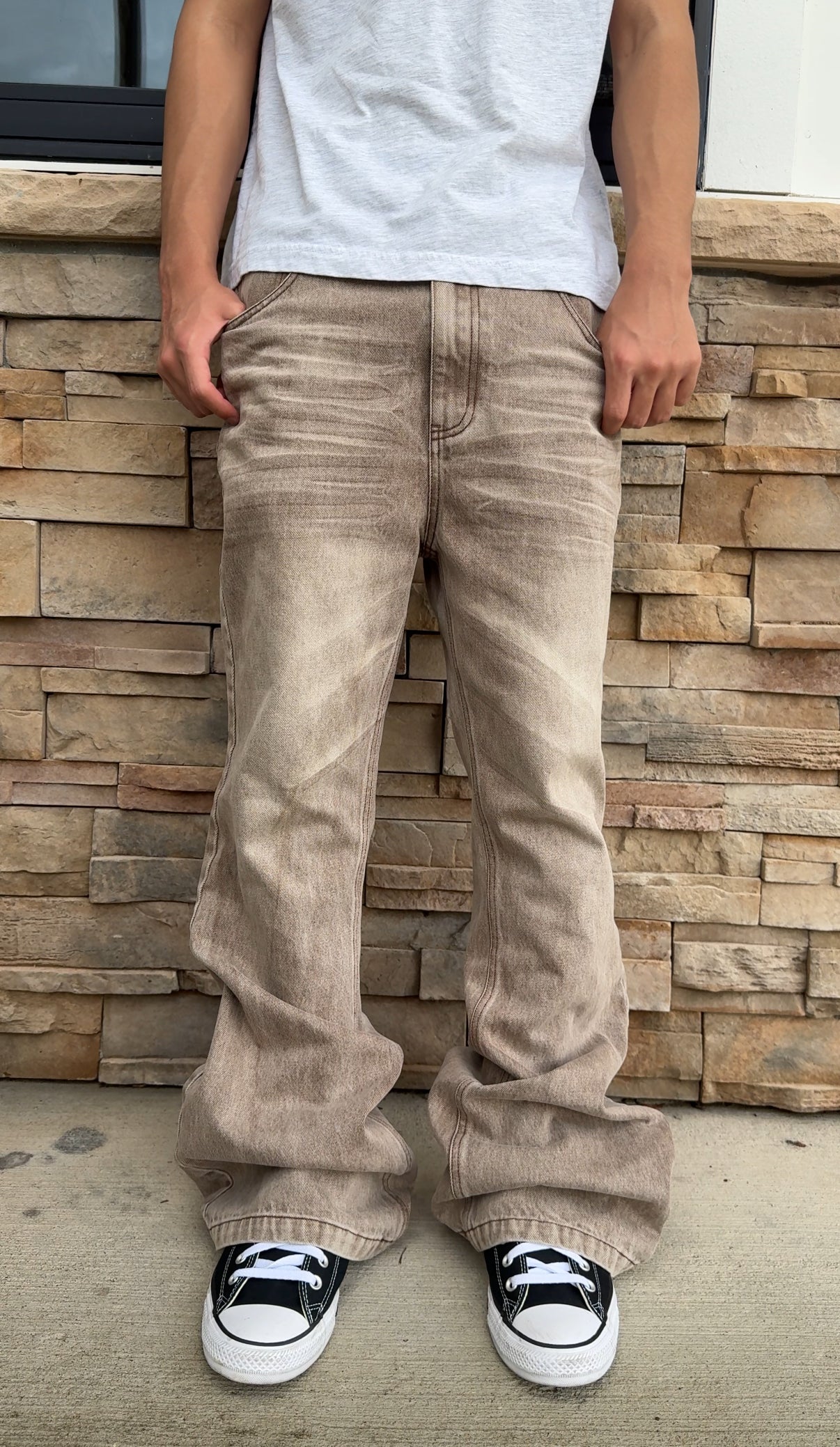 Brown flared denim